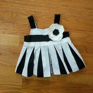 Janie and Jack Stripe Ruffle Top Flower Appliqué
